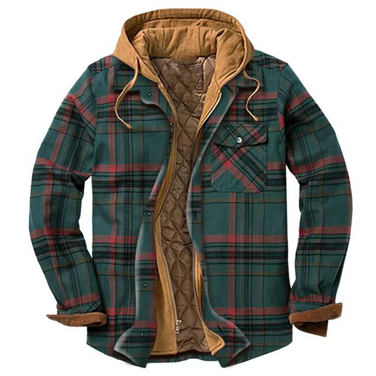 Men's Lined Hooded Flannel Jacket