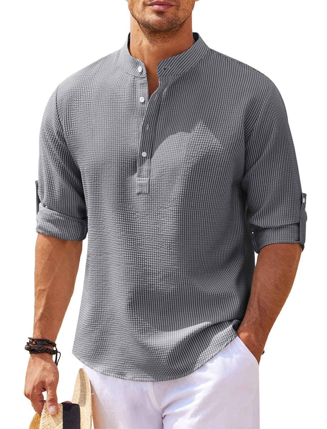 Mature Men Summer Pineapple Texture Shirt Casual Top
