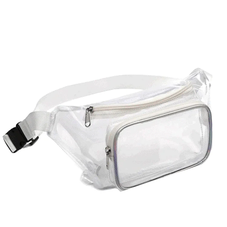 PVC Messenger Bag Portable Transparent Belt Bag for Outdoor Sport (White)