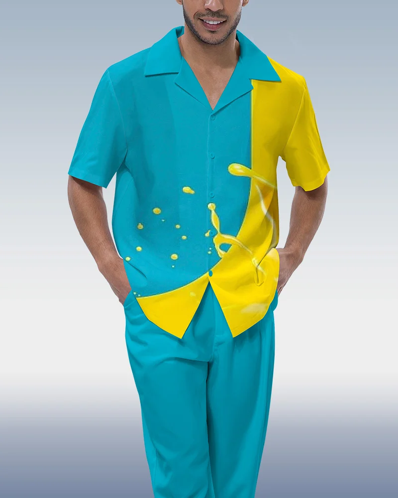 Suitmens Men's Colorblock Two-Piece Casual Suit