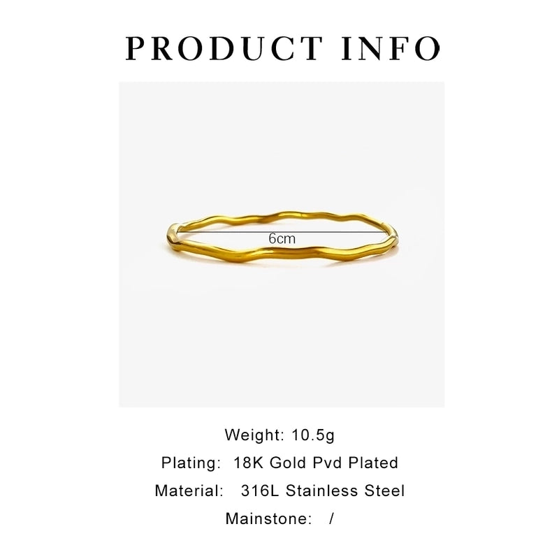 Retro Classic Style Geometric 316L Stainless Steel  18K Gold Plated Bangle In Bulk