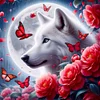 Rose And Wolf Under The Moon-11CT Stamped Cross Stitch 40*40cm/15.75*15.75in