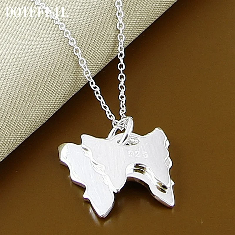 DOTEFFIL 925 Sterling Silver 18 Inch Chain Two Butterfly Pendant Necklace For Women Jewelry