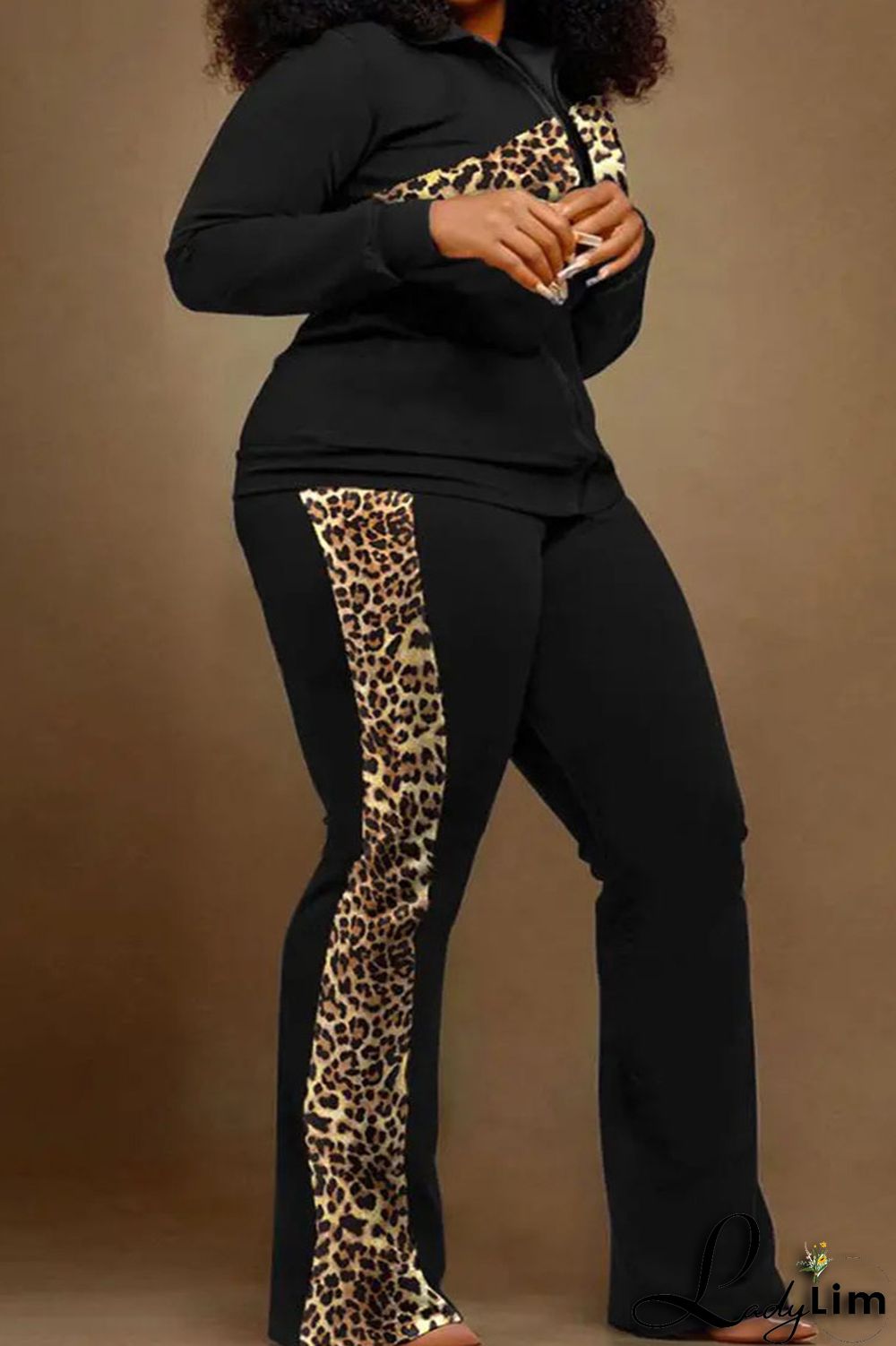 Camouflage Casual Print Patchwork Contrast Turndown Collar Plus Size Two Pieces