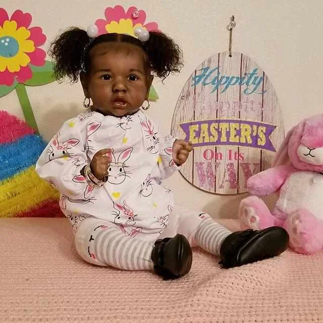 [Heartbeat💖 & Sound🔊] 20'' Look Real Black Silicone Reborn Toddlers Baby Doll Girl Rute, Kids Birthday Present 2024 -Creativegiftss® - [product_tag] RSAJ-Creativegiftss®