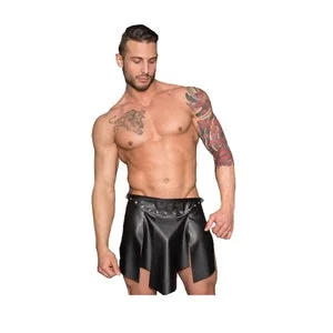 pornhint Pornhint Sexy Premium Wild Black Men's Leather Utility Kilt LoinCloth ~ Solid pleated Buckle Straps | Gladiator Kilt | Warriors Kilt| Leather Bondage