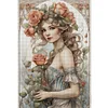 >SALE<Full Embroidery Eco-cotton Thread 11CT Print Rose Girl Cross Stitch Kit 40x60cm