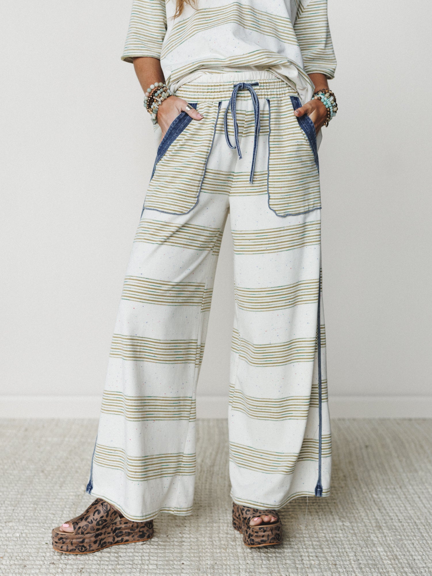 Striped Shores Pants - Olive
