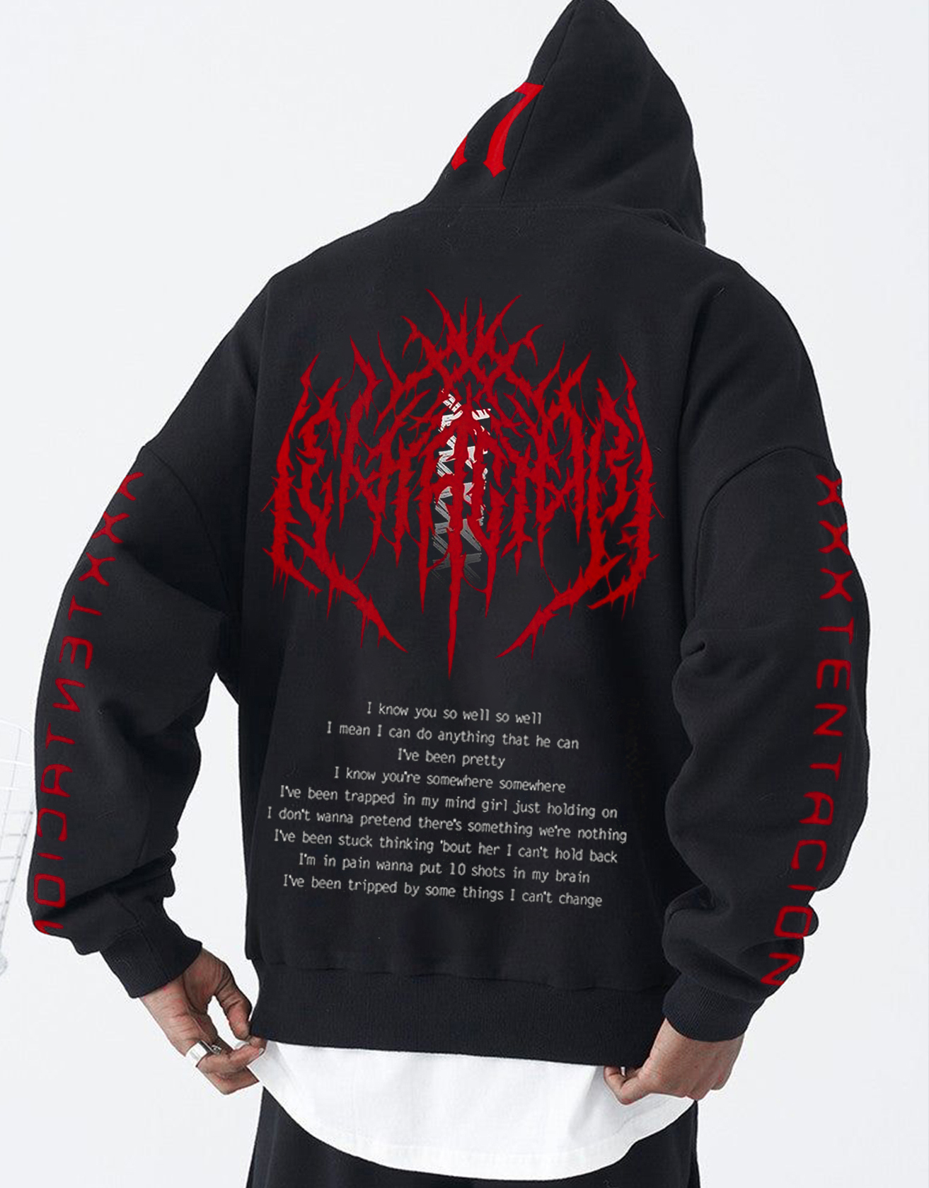 Blood Red Coil Black Metal Hoodie / TECHWEAR CLUB / Techwear