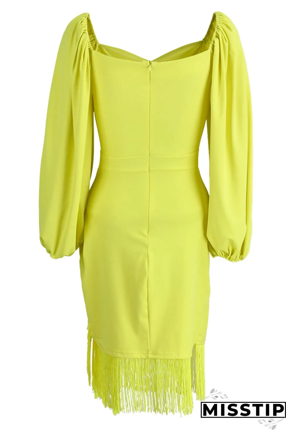 Green Casual Solid Tassel Patchwork Asymmetrical V Neck Straight Dresses