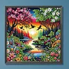 Fleurs dans les bois-peinture diamant en forme sp&eacute;ciale-30*30cm