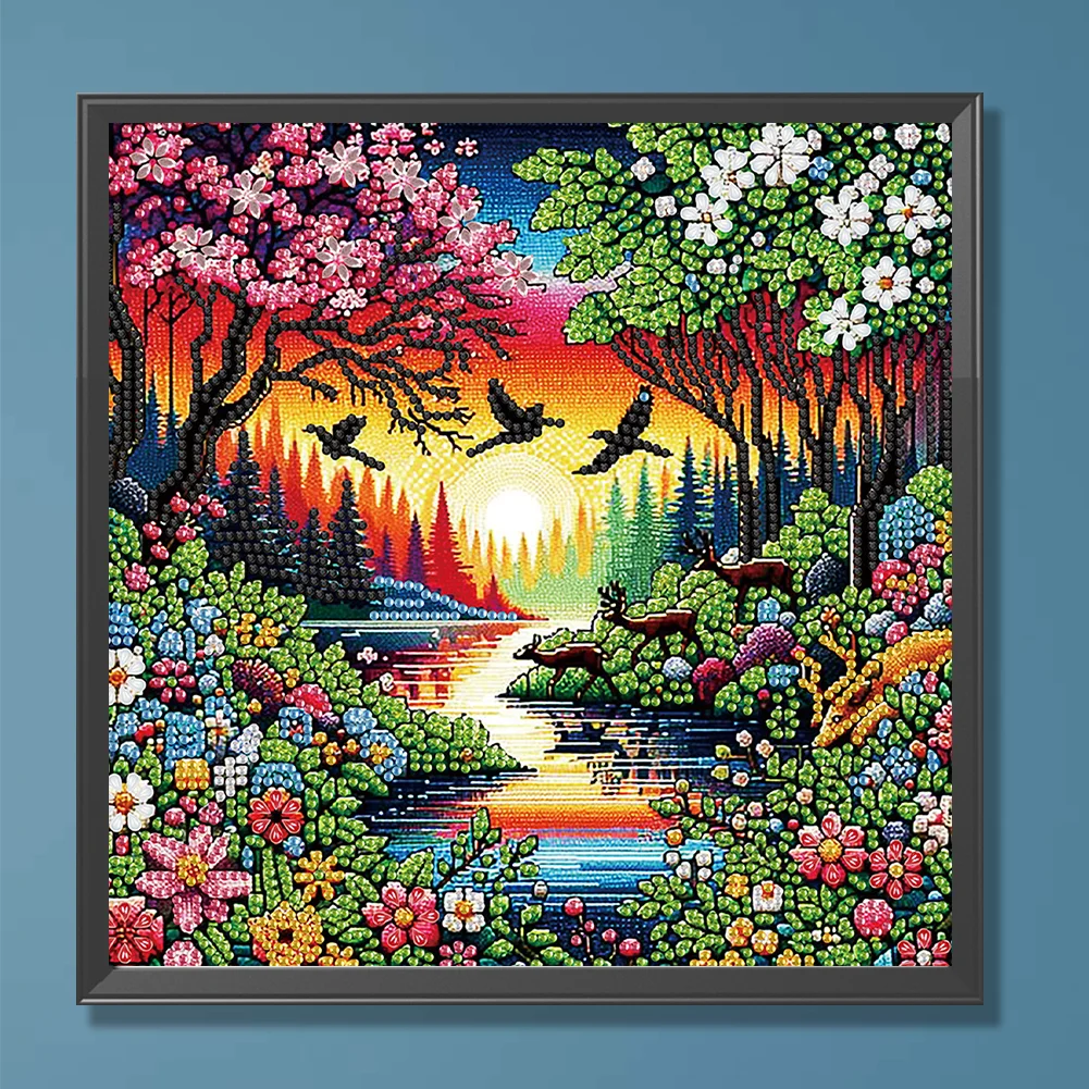 Diamond Painting - Partial Special Shaped Drill - Flower Tree(Canvas|30*30cm)