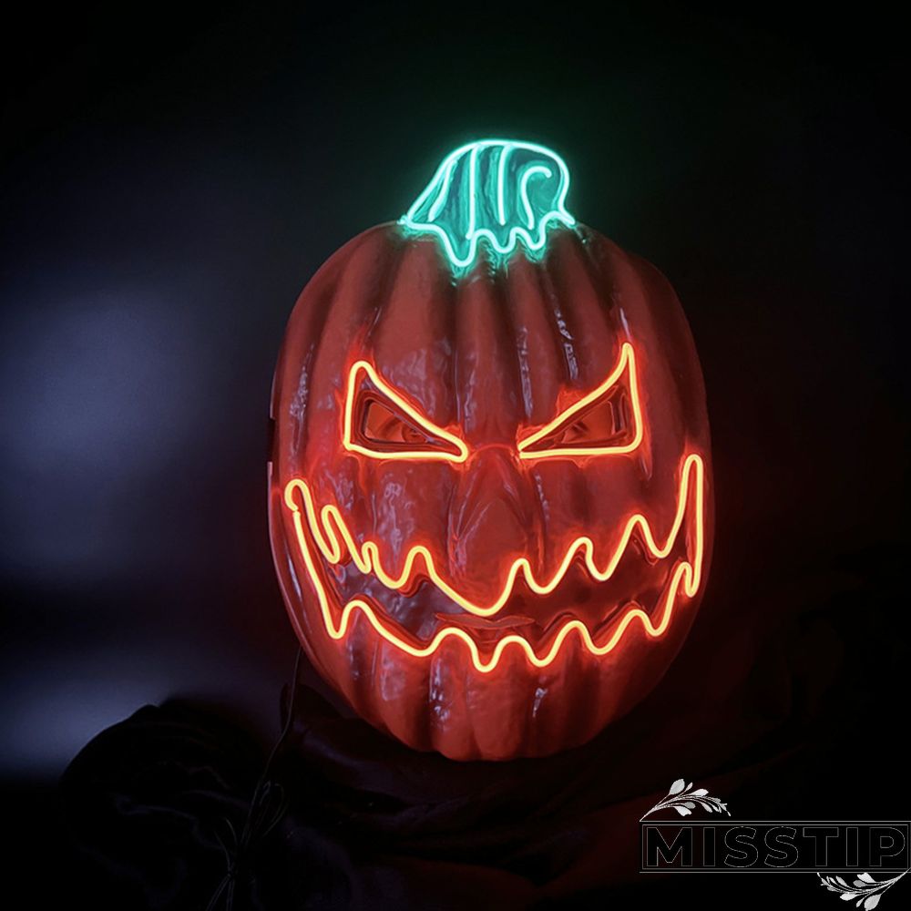 Red Green Halloween Pumpkin Light Up Mask