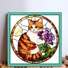 Orange Cat Glass Painting-11CT Stamped Cross Stitch 40*40cm/15.75*15.75in