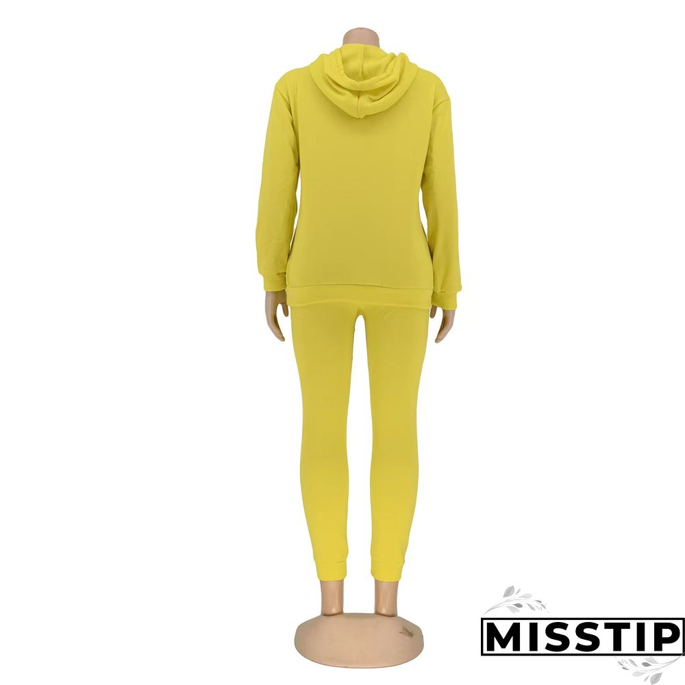Winter Hooded Sweatshirt Skinny Pants Tracksuit