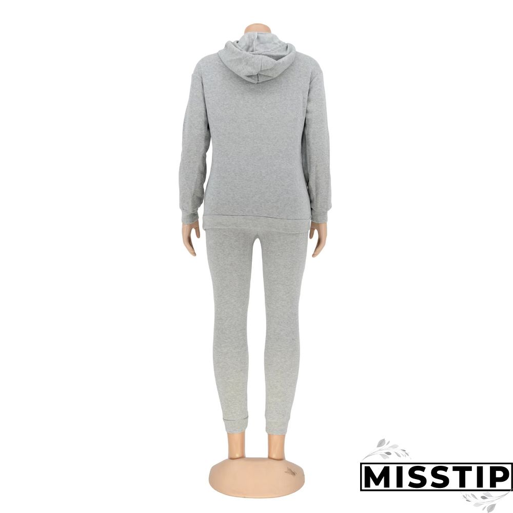Winter Hooded Sweatshirt Skinny Pants Tracksuit