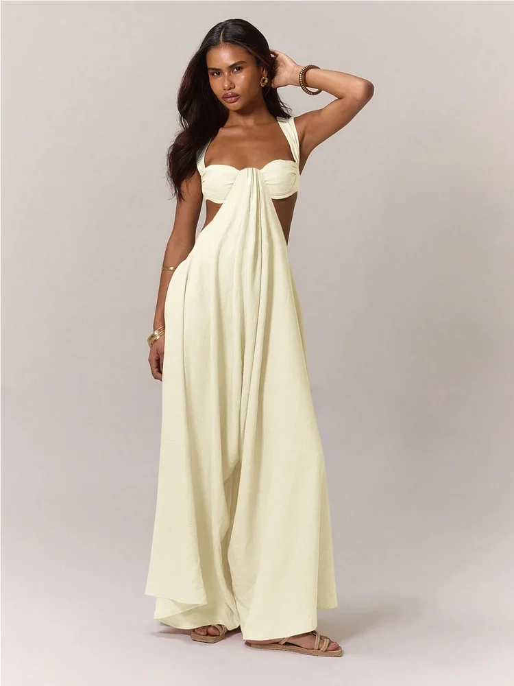 Lace-up Suspender Hollow Jumpsuit