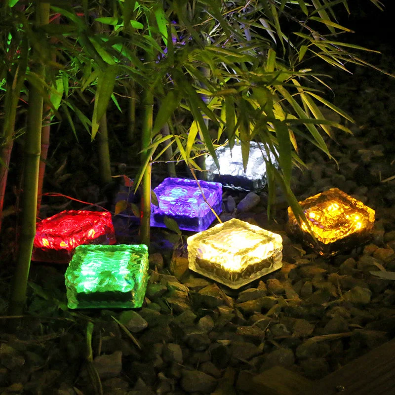 Outdoor Decorations Solar Lawn Garden Lights Decorative Brick Ice Cube LED Light for Pathway Driveway Lanscape Backyard Patio