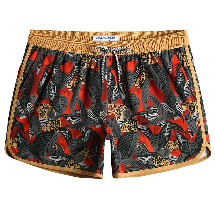 4.5 Inch Inseam Vintage Stretch Leopard Infested Swim Trunks