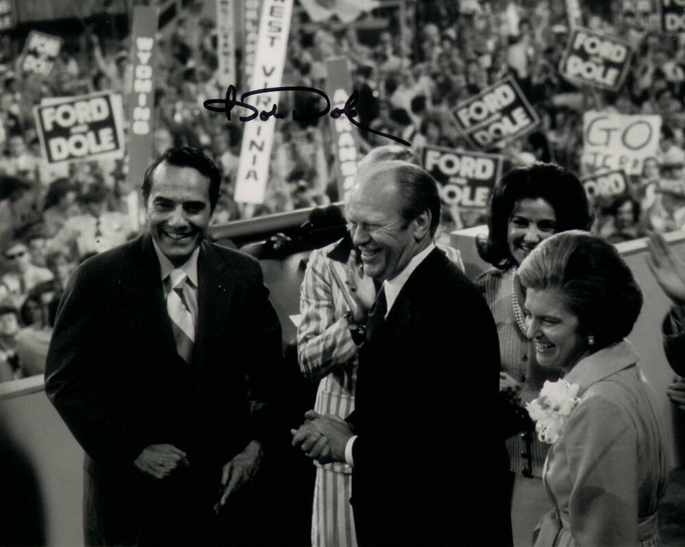 SENATOR BOB DOLE SIGNED AUTOGRAPH 8X10 Photo Poster painting - W/ GERALD FORD VICE PRESIDENT