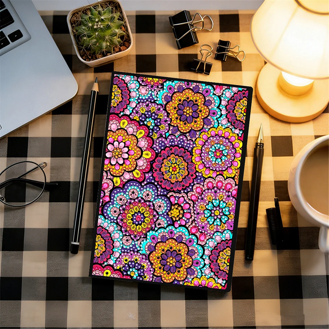 DIY Flower Diamond Painting Journals Notebooks 50 Pages A5 No Lines Special Shaped Diamond Art Kits for Beginners Craft Lovers and Artists (Mandala Pattern)