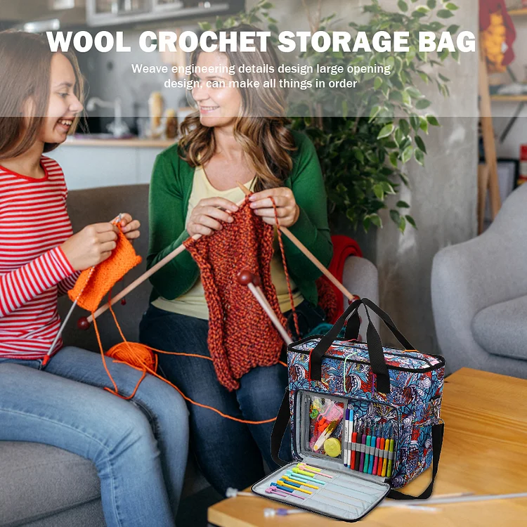 Bluelans Portable DIY Crocheting Knitting Organizer Yarn Thread Storage Bag with Hole, Size: 21, Purple