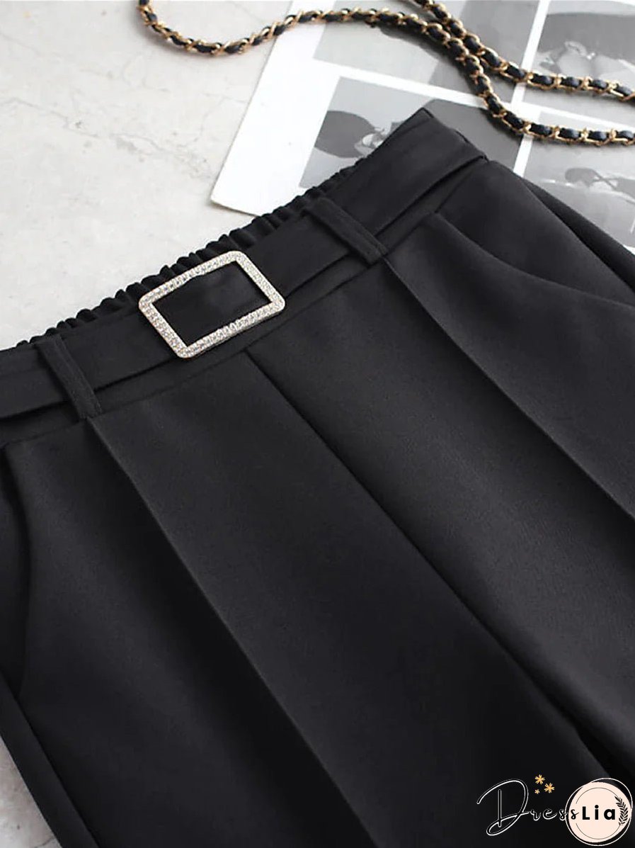Women&lsquo;s Dress Work Pants Trousers Full Length Micro-elastic High Waist Fashion Streetwear Daily Navy Black S M Fall Winter