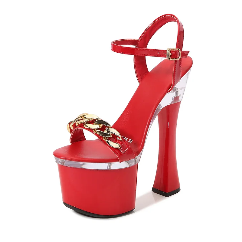 Breakj Breakj Even Buckle Hate Day High Nightclub Super High-Heeled Shoes Sandals Women's Work Shoes Runway Show Pole Dance Shoes Waterproof Platform