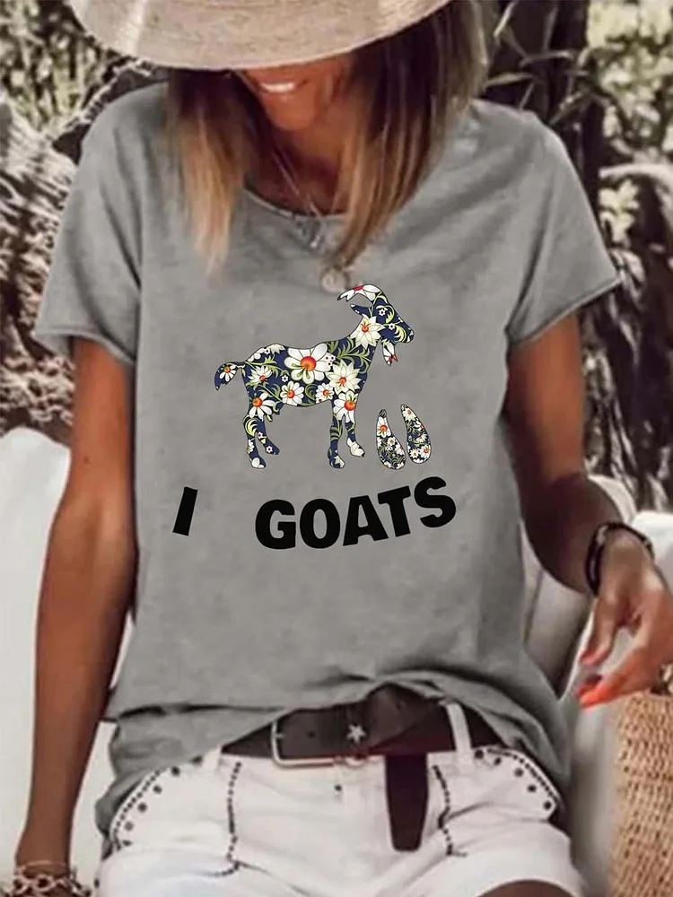 I Love Goats Raw Hem Tee