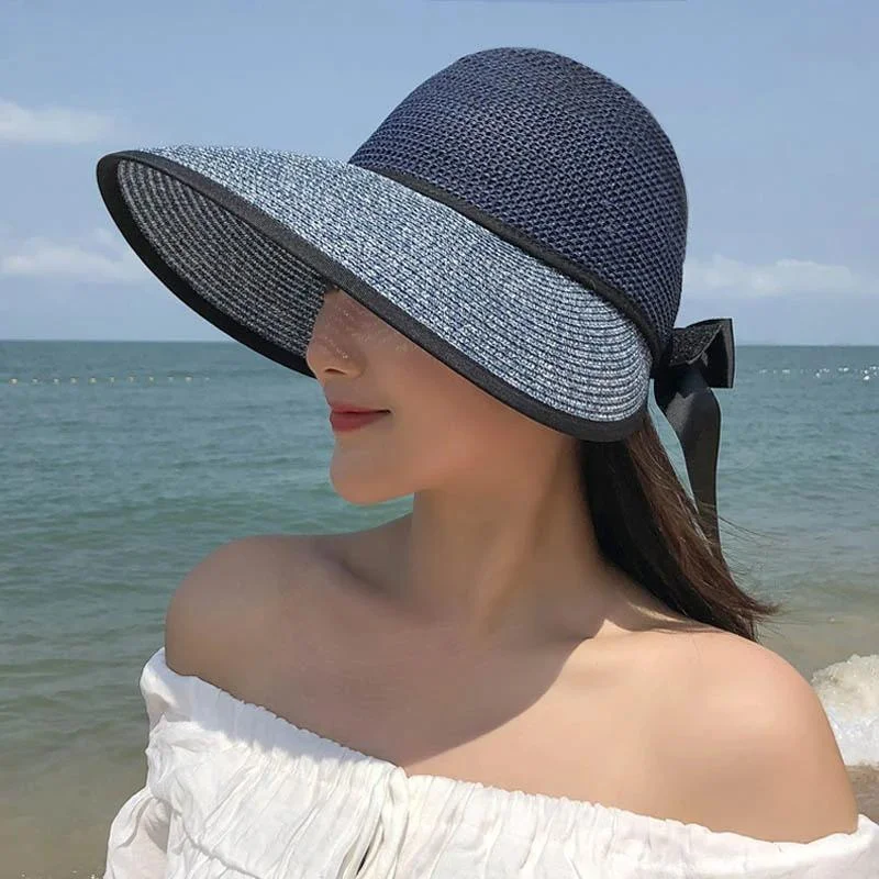 Wide Brim Stylish Sun Visor Summer Hat with Bow