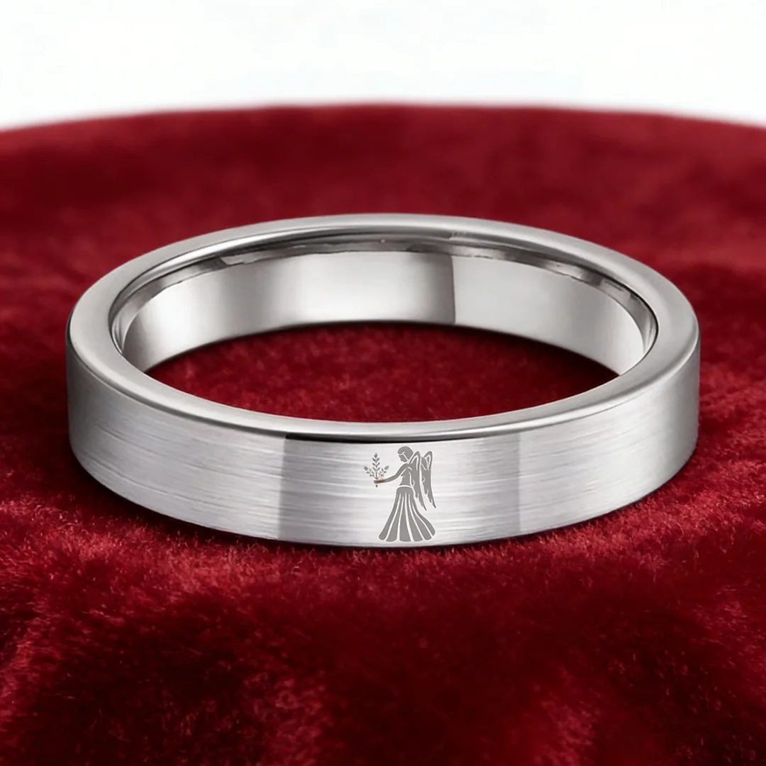 Sliver Tungsten Carbide Rings Flat Virgo Wedding Bands Flat Top Comfort Fit 4MM 6MM 8MM Width