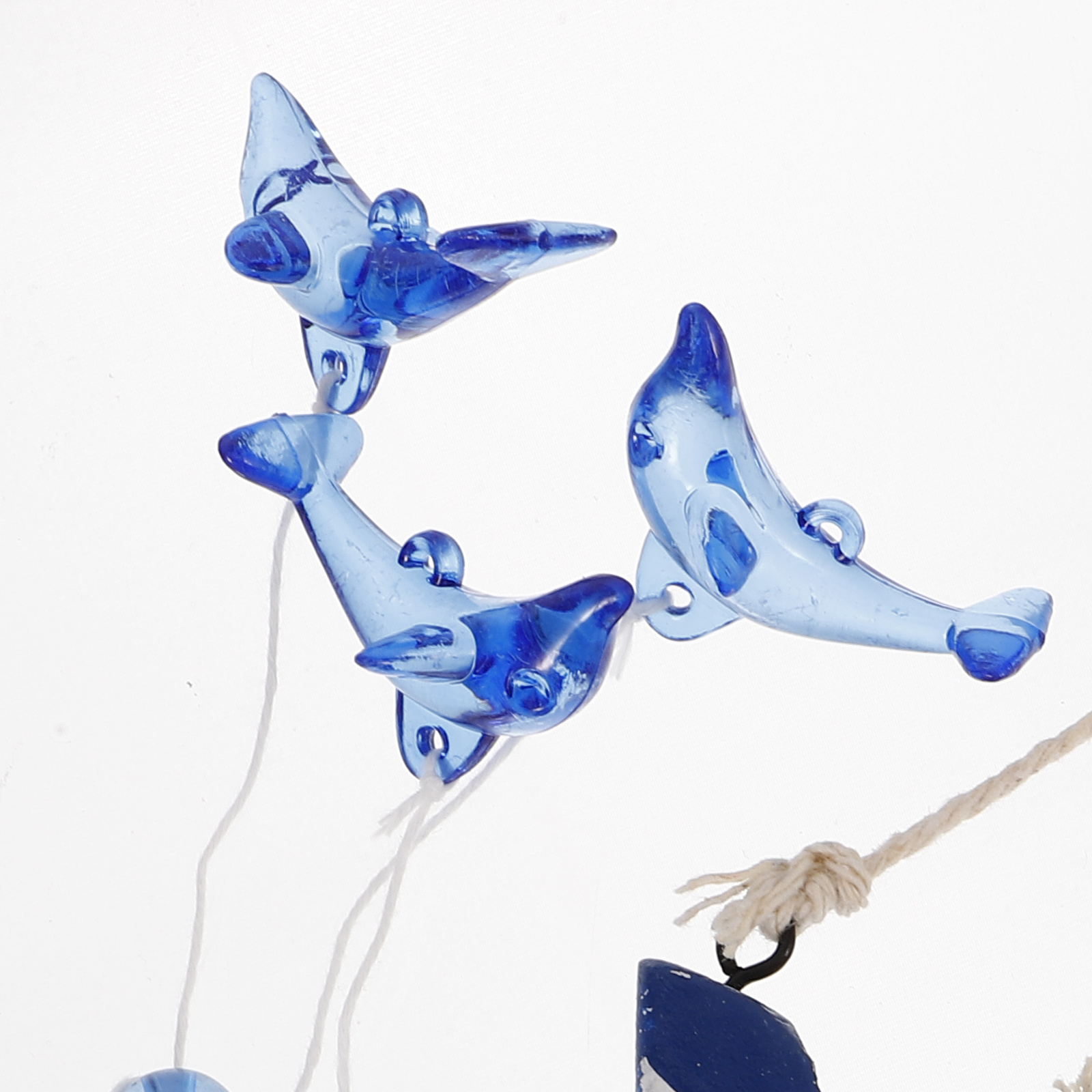 Tegooe Nautical Sailboat Wind Chime with Dolphin Pendants - Coastal Home Garden Decor