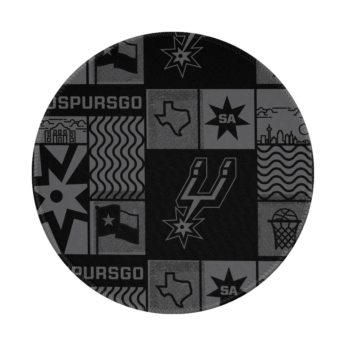 San Antonio Spurs Monochrome Logo Gaming Round Mousepad for Computer Laptop