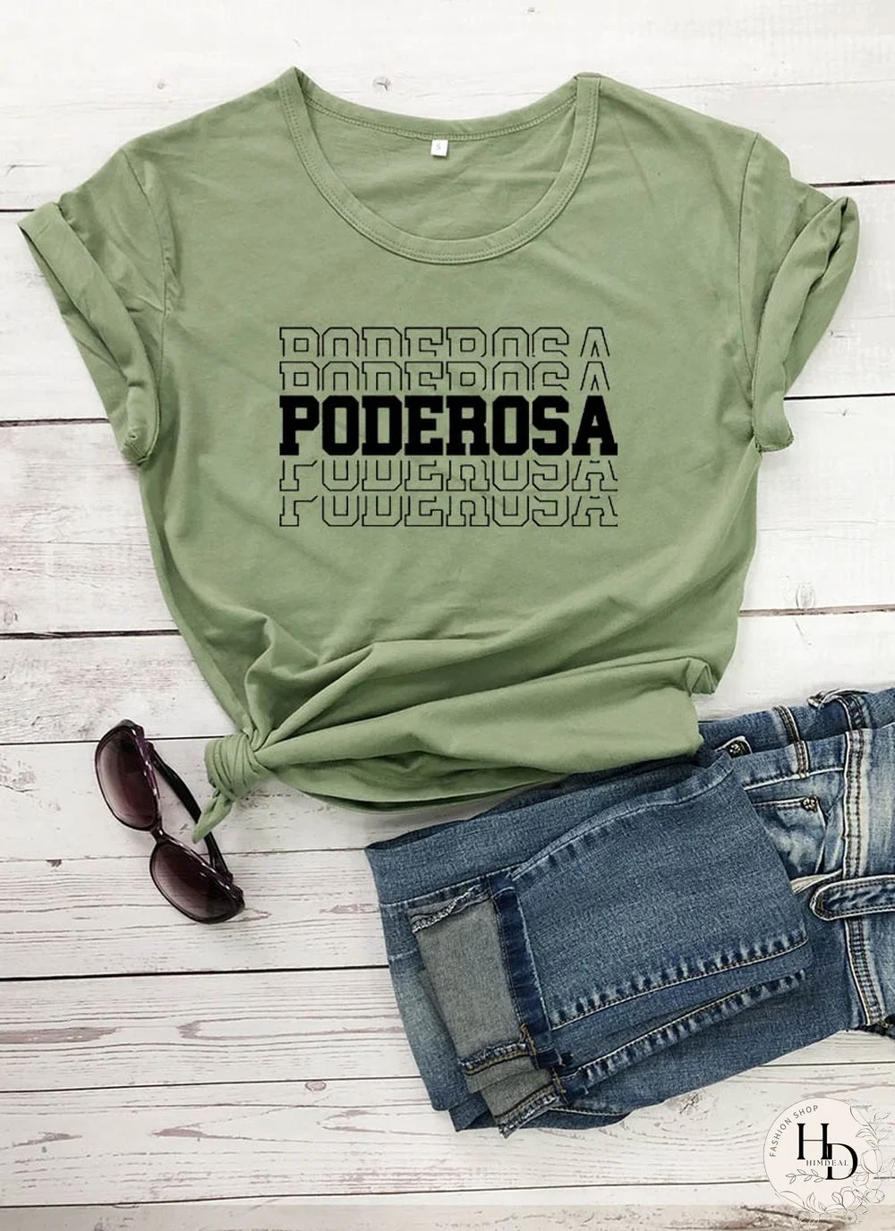 Poderosa Printed New Arrival Women's Summer Funny Casual 100%Cotton T-Shirt SpanishShirtsCuteLatinaShirt EmpoweringWomen