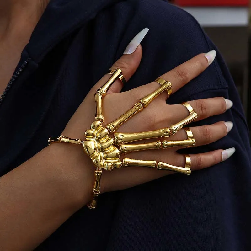 Skeleton Pattern Design Folding Rings Bracelet