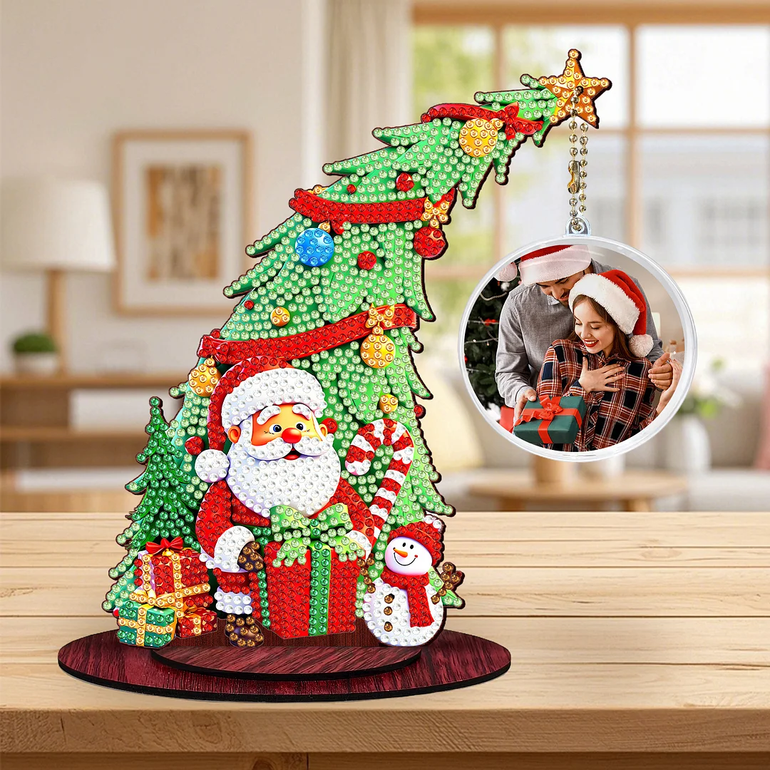 Photo Christmas Tree 5D DIY Diamond Art Tabletop Wood Decorations Ornament Kits