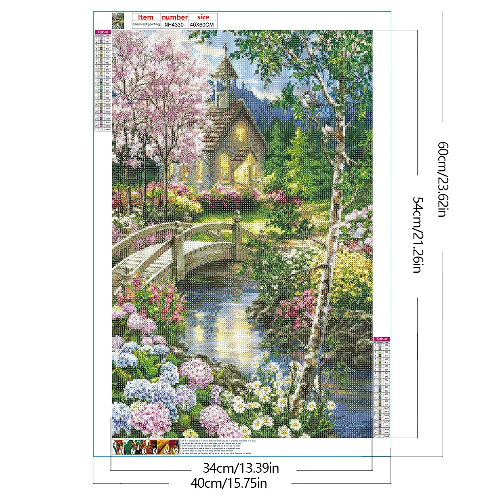 2pcs Diamond Painting - Full Round Drill - Village Castle(Canvas|40*60cm)