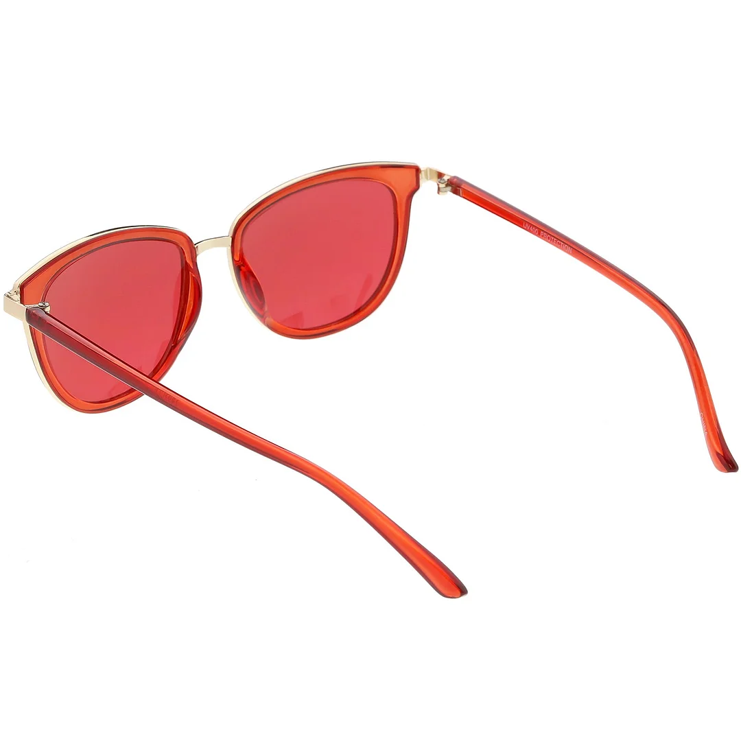 Translucent Metal Trim Square Horn Rimmed glasses Color Tinted Lens 53mm