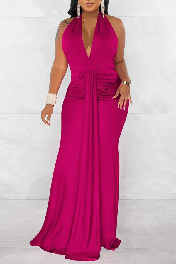 Halter Neck Backless Elegant Dress