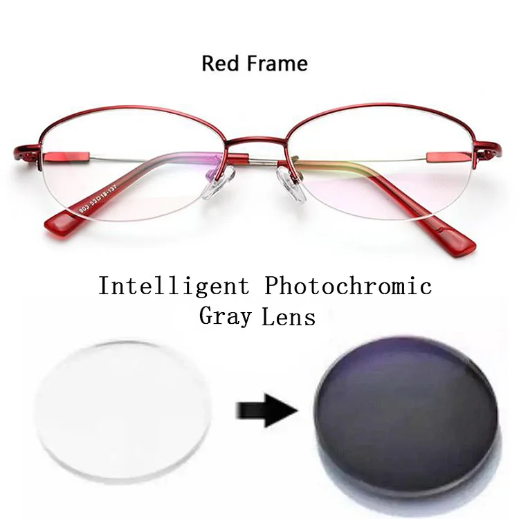 Women Metal Semirim Memory Photochromic Myopia Glasses Female Shades Sun Nearsighted Sunglasses Shortsighted Dark Glasses 0~-6.0