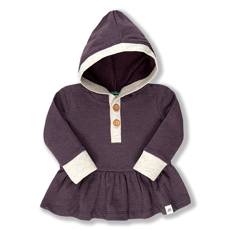 Boysenberry Peplum Button Hoodie