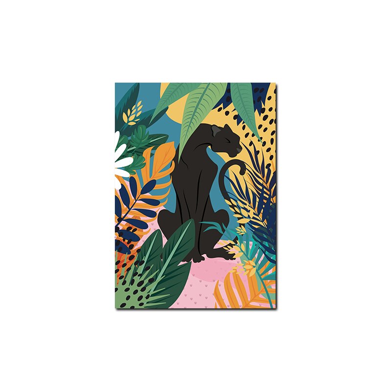 Flamingo Leopard Tropical Leaf Jungle Animals Nordic Posters And Prints Wall Art Canvas Painting Wall Pictures Kids Room Decor