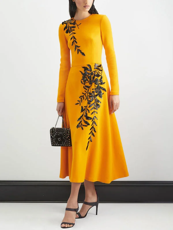 Elegant Embroidered Applique Women's Dress