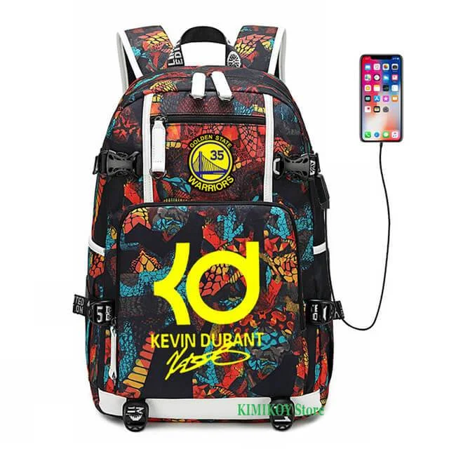 Buzzdaisy Golden State Basketball Warriors #2 USB Charging Backpack School NoteBook Laptop Travel Bags