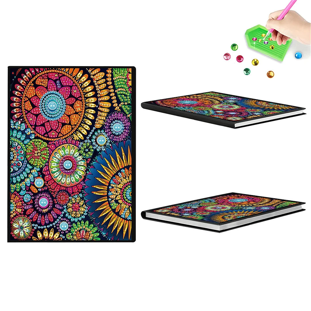 2pcs Patterns Partial DIY 50 Pages A5 Diamond Painting Notebook for Study Home
