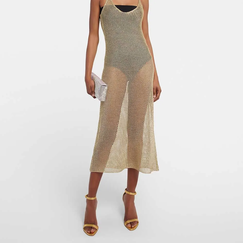 Catena Gold High-Heel Ankle Sandal