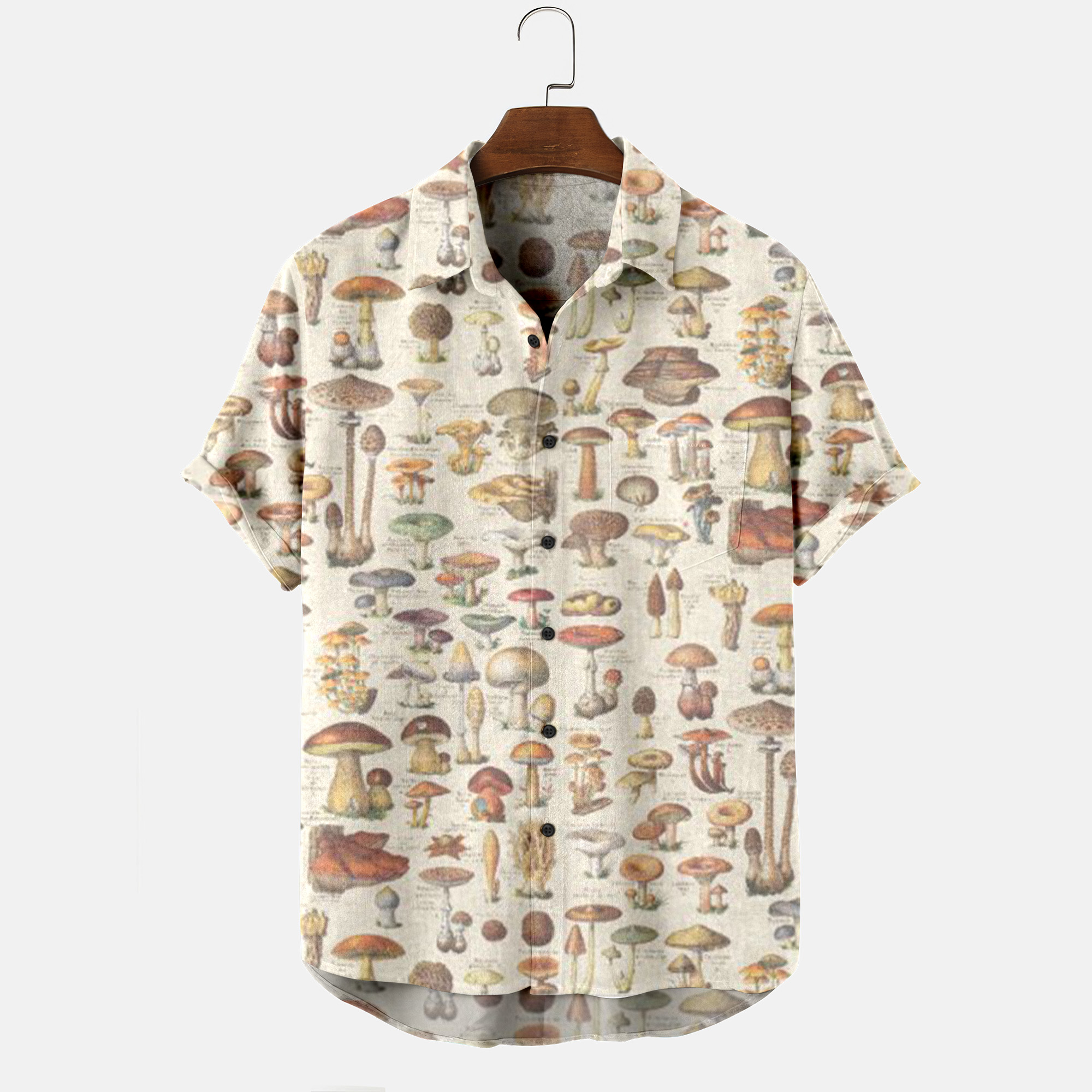 mushroom print button up shirt