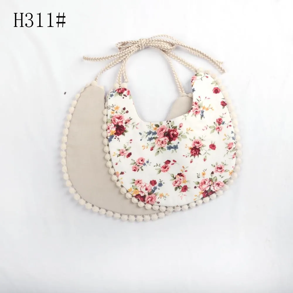 2020 Brand New Infant Baby Girl Boy Bib Kid Toddler Dinner Feeding Tassel Double-deck 100% Cotton Linen Burp Cloths Saliva towel