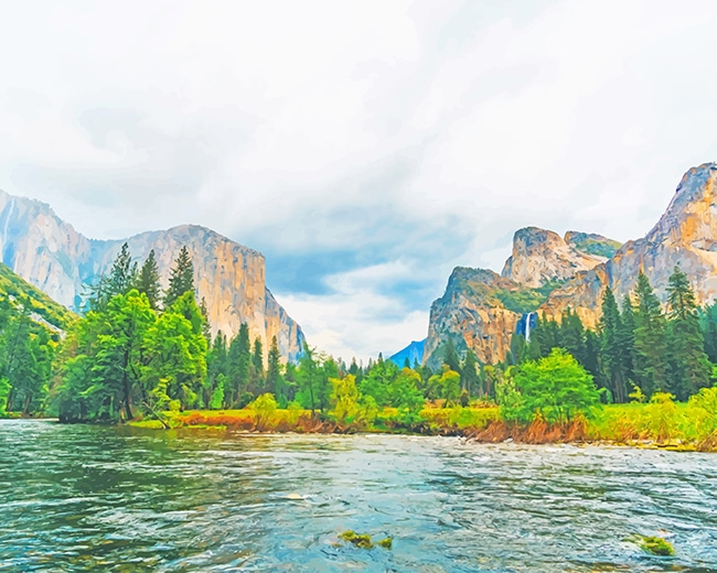 

River Yosemite Valley California – Paint By Numbers - 40*50CM, 501 Original