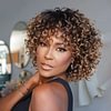 New Glueless Ombre Golden Curly  Hair Wig With Bangs